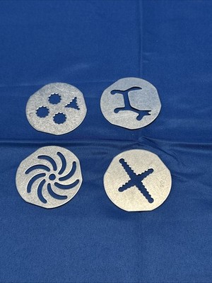 4 Vintage Mirro Aluminum Cookie Press Disc Discs Dog Swirl