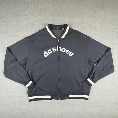 Vintage DC Shoes Bomber Lettermans Jacket Mens Extra Large Black Full Zip Track