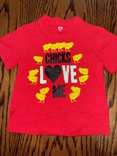 Boys 3T NWOT Chicks Dig Me Red Short Sleeve Tshirt Valentines Day Easter Shirt