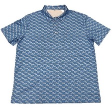 Funny Novelty Golf Polo Shirt Mens XL Blue All Over Print Party Bar Humor