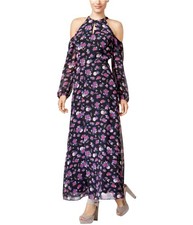 bar III Womens Cold-Shoulder Maxi Dress, Black, Large
