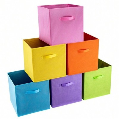 6x Würfel Aufbewahrungsboxen Stoffbox Organizer Faltbar Faltbar Canvas Korb