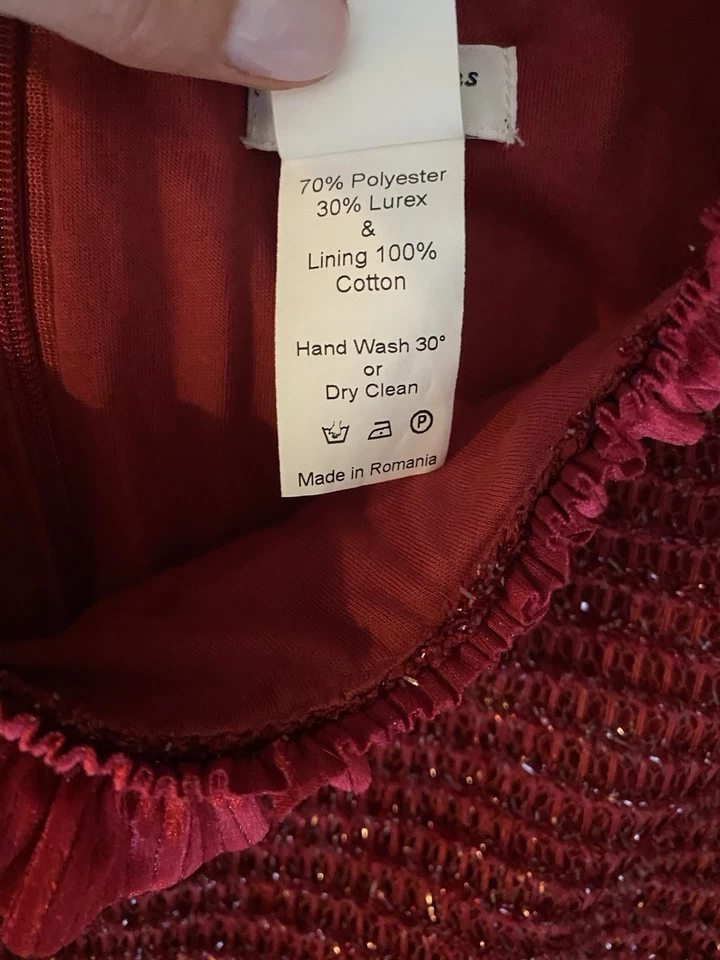 Vestido de Fiesta David Charles Etiqueta Negra Rojo Brillante Tweed Talla 12 Formal Navidad Foto 4 de 4