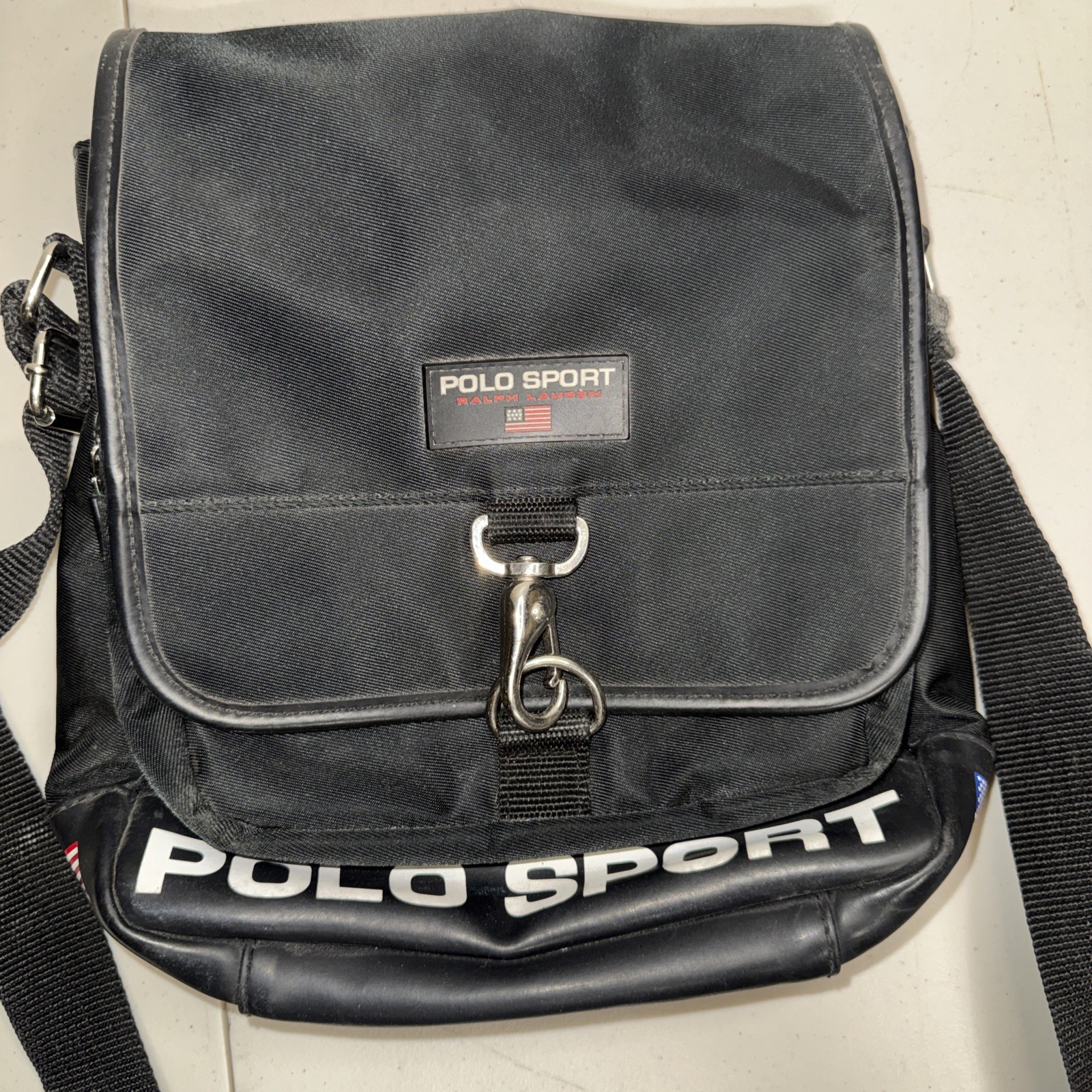 Vintage Polo Sport Ralph Lauren Black Shoulder Messenger Bag