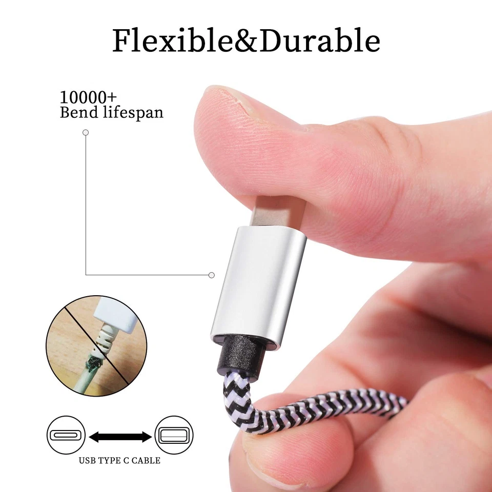 USB Type c Cable, 5 Pack (6FT) Nylon Braided USB C Cables 3A Fast Charging Ch... - Image 3 of 4