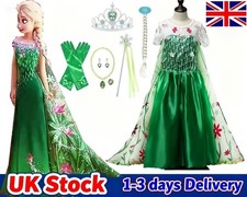 New UK Kids Girls  Princess Dress Cosplay Queen Costume Fancy Dress&7-piece set