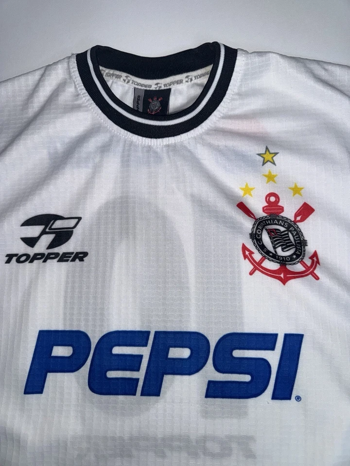 Camiseta de futebol vintage 00s Club S.C. Corinthians autêntica topper Brasil grande - Imagem 2 de 4
