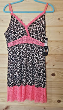 Delta Burke 3X Women's Nightgown Coral Leopard Print Intimates Lingerie NWT