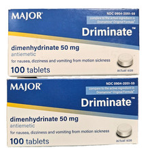Driminate Motion Sickness Tabs 50mg 100ct (2 pack) ^^ NEW LOOK ARRIVING!
