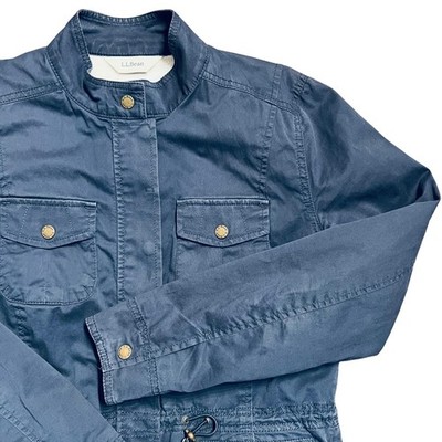 LLBean Women's Sherpa Lined Field Jacket Navy Blue Size S Full Zip Pockets