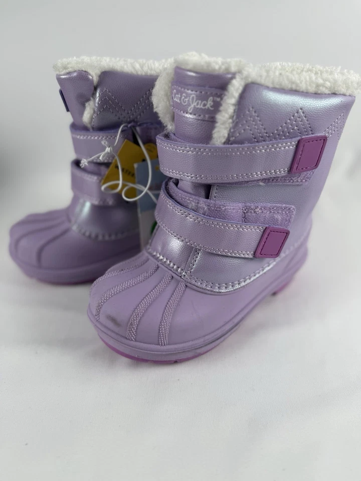 Botas de nieve de invierno impermeables moradas Cat & Jack para niñas pequeñas talla 10 Foto 3 de 4