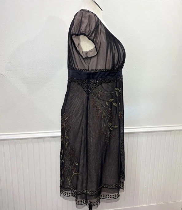 Adrianna Papell 18W Dress Milk Maid Whimsigoth Fairy Grunge Y2K Coquette Sheer - Image 2 of 4