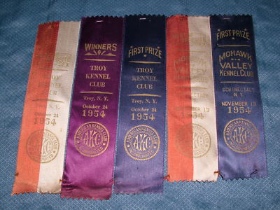 #ad VINTAGE 5 1954 AKC TROY SCHENECTADY MOHAWK RIBBONS $89.99