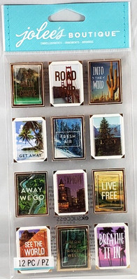 Travel Photo Posters Vacation See World Fresh Air Get Away Jolee's 3D Stickers