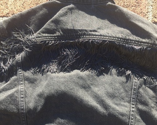 NWOT Sample Levis Black Fringe Hippie 4 Pocket Trucker Jacket Womens X Small - Picture 12 of 12