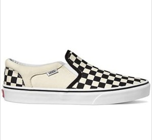 checkered slip ons