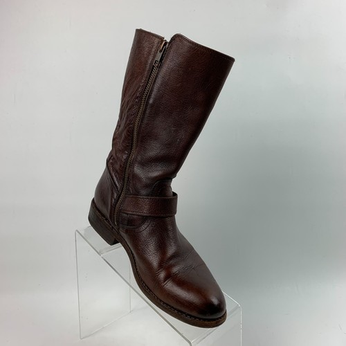 Frye Jayden Boots Brown Leather Mid Calf Harness Strap Zip Buckle Design Size 8B - Bild 2 von 13