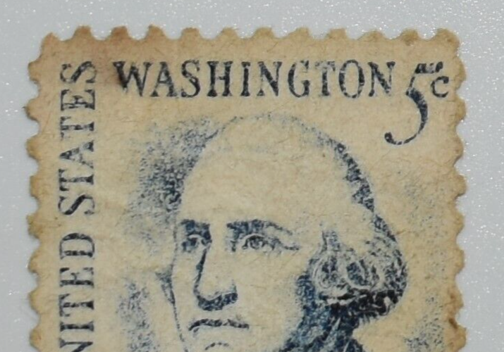 1967 US 5 Cent George Washington Stamp Blue Rare Vintage Misprint