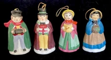 VTG Christmas Ornaments Bells Ceramic Singing Carolers Boys/Girls JSNY Thailand