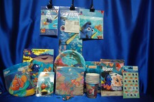 Finding Dory Party Set # 16 Plates Napkins Cups Hats Tattoos Candle Tablecover