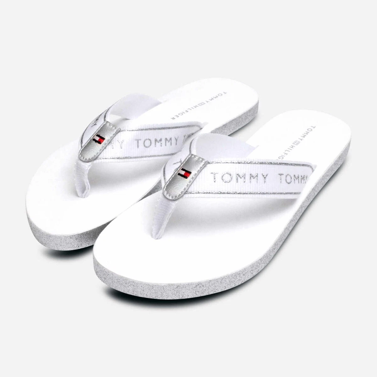 Tommy Hilfiger Ice White Glitter Flip Flop Sandals
