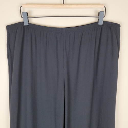 Eileen Fisher taglia L pantaloni in seta gamba dritta larghi vita elastica neri - Foto 3 di 12