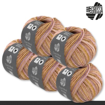 Lana Grossa 5 x 50 g Cool Wool Vintage Merino Wolle Garn Stricken 30 Farben