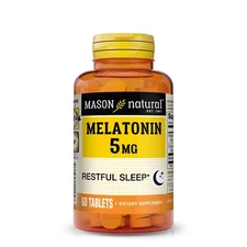 Mason Natural Melatonin 5 mg with B6 and Calcium - Natural Sleep Aid, Supports
