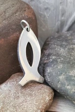 Retired James Avery Thick Heavy Ichthus Fish Pendant 13.05 Grams Sterling Silver