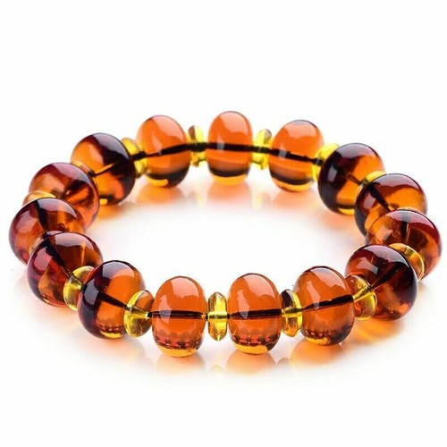 13mm Natural Blue Amber Mexico Woman Men Beads Bracelet Certificate AAAA - Picture 2 of 8