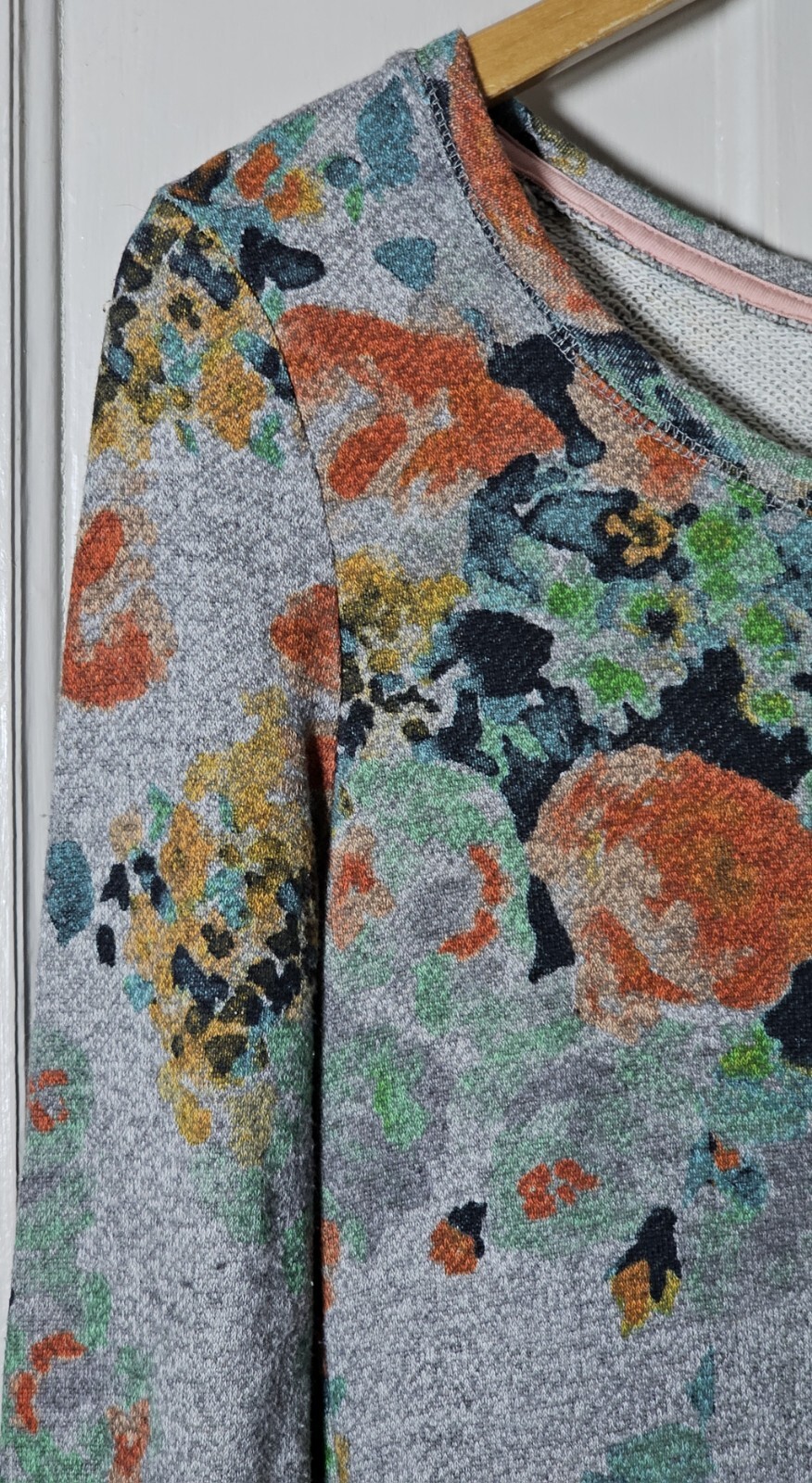 Fairycore Mon-Sun Dress Women's Size S Gray Floral Lace Sweatshirt L/S Comfy