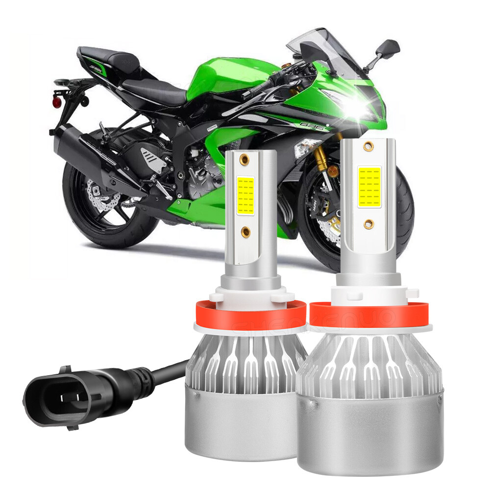 For 2007-2012 KAWASAKI ZX600 Ninja ZX-6R H11 LED Headlight Bulbs 100W 16000LM