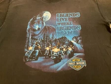 Harley Davidson Vintage T Shirt Legends Live Where Legends Roam Sz XL Oceanside