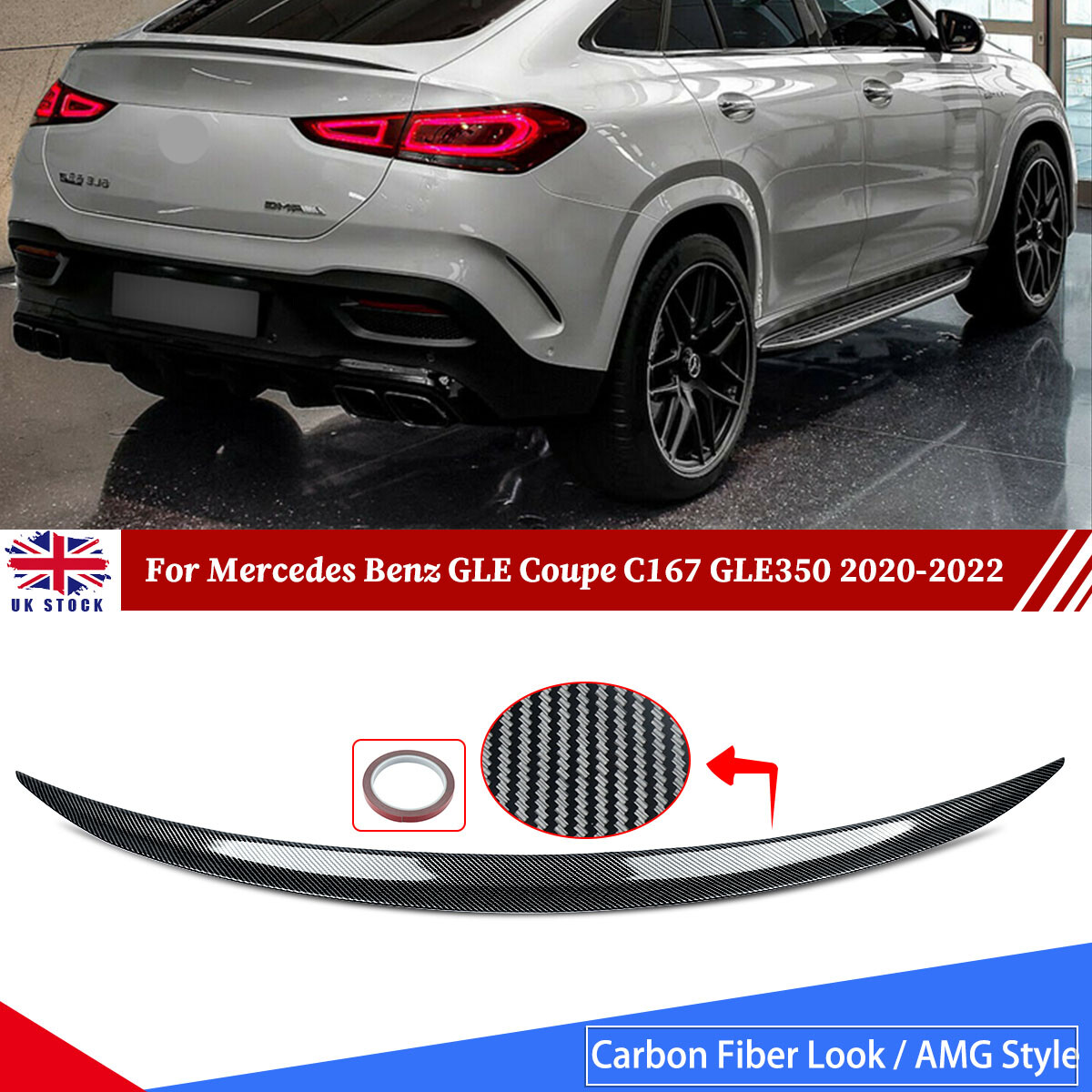 FOR MERCEDES C167 GLE CLASS COUPE REAR BOOT SPOILER TRUNK LIP CARBON LOOK 2019+