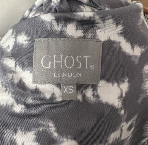 Camisa Blusa Top Ghost Damas 8 XS Ajustada Estampado Acanalado Cuello en V Jersey Oficina Y2K - Imagen 8 de 9