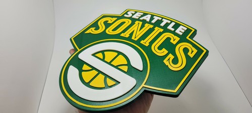 Seattle Supersonics 3D Basketball Logo (3 Versions) - Emblem, Ornament or Magnet - Picture 11 of 14