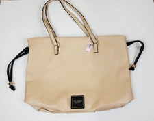 Victoria Secret Shoulder Bag Tote Bag Purse Cinch Top Nude Beige Logo NWT Travel