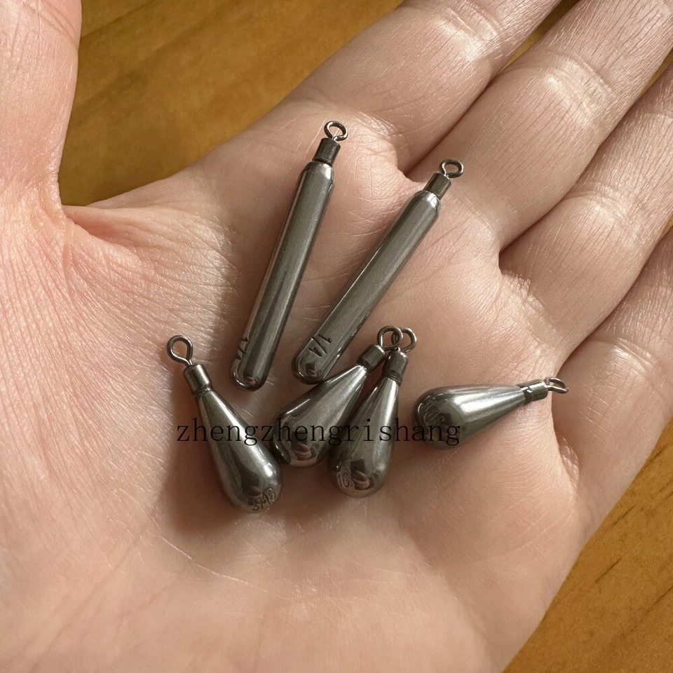 5/10pz Cilindro e Goccia a Strappo Tungsteno Drop Shot Pesi Free Rig Pesca Affondatori - Immagine 4 di 4