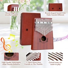 Finger 17 Keys Kalimba Thumb Piano Instrument Mahogany Wood and Tuner Hammer