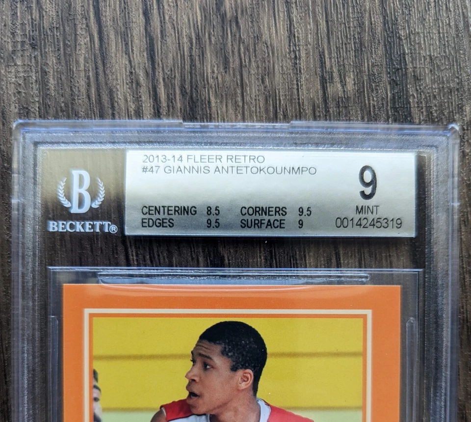 Giannis Antetokounmpo 2013-14 Fleer Retro Rookie RC #47 BGS 9 como nuevo - con 9,5 suscriptores Foto 4 de 4