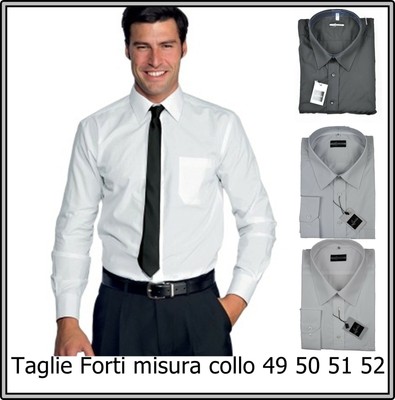 camicie camicia da uomo taglie forti elegante casual classica bianca 49 50  51 52 | eBay