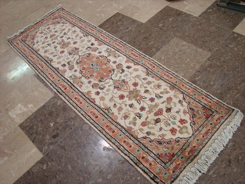 Alfombra Corredor Marfil Floral Anudada a Mano Lana Seda Decoración del Hogar Alfombra Interior (2x6)' - Imagen 8 de 9