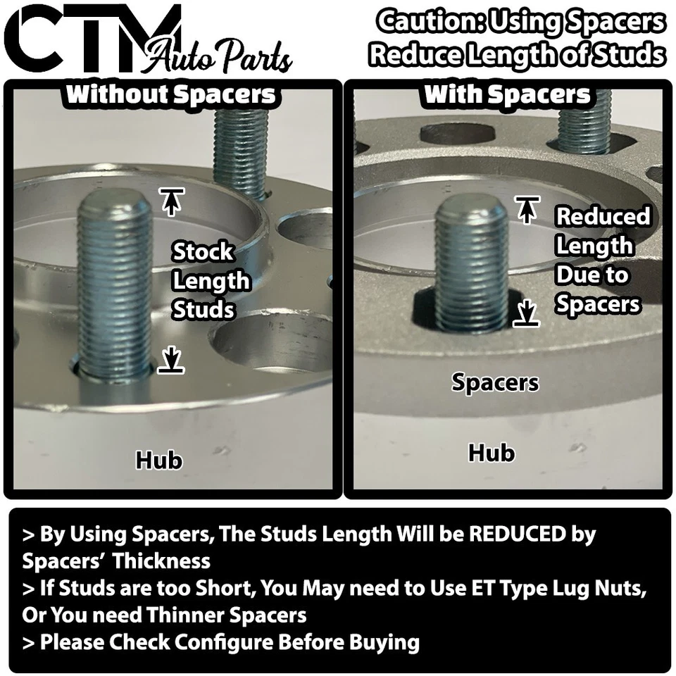 2x 12mm(1/2") Thick 5x4.75 (5x120) Universal Wheel Spacer Fit Pontiac Oldsmobile - Image 2 of 4