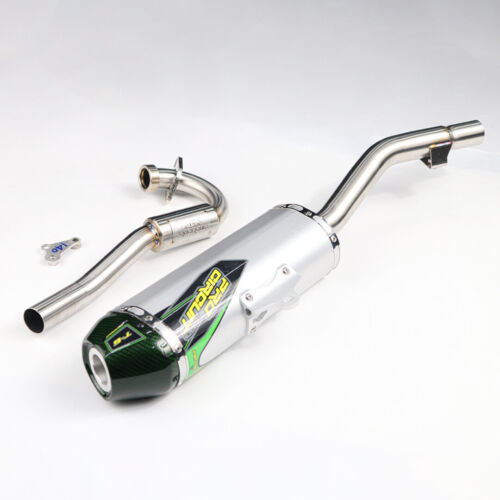 Racing Full System Exhaust Pipe Kit Carbon Green Pro KAWASAKI KLX140 KLX140L - Picture 3 of 8