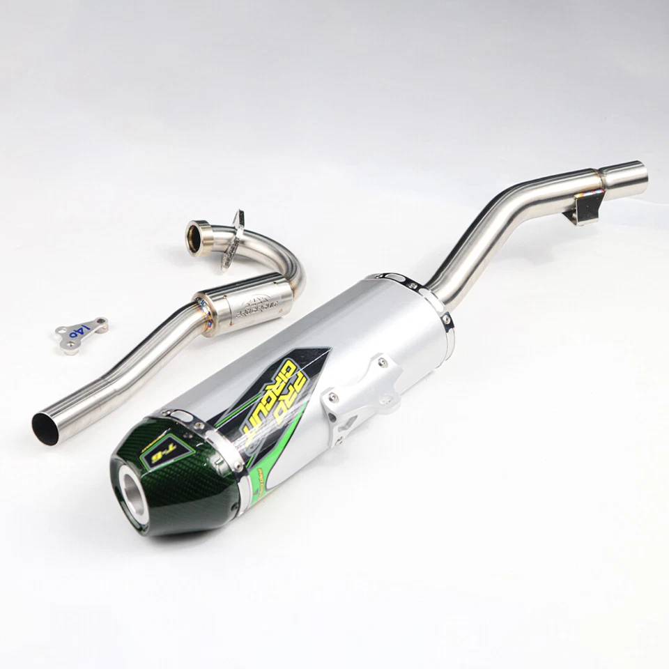 Full System Carbon Green Racing Exhaust Pipe Kit For KAWASAKI KLX140 KLX140L - Imagem 3 de 4