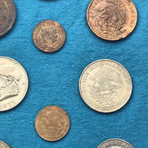 Vintage Mexico Coins Lot Glued To Felt - Picture 4 of 21