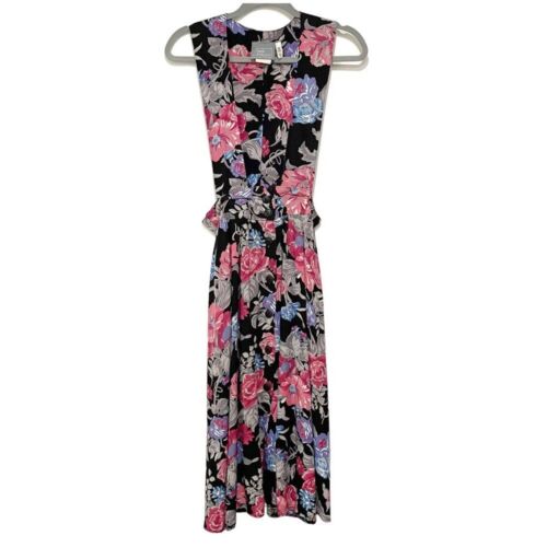 Carol Anderson Petites Black Floral Vintage Dress Bib 4 prariecore farmcore