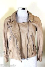 Mulberry England Nude Quilted Biker Leather Jacket Mulberry Jacket Sz. 2 3 4