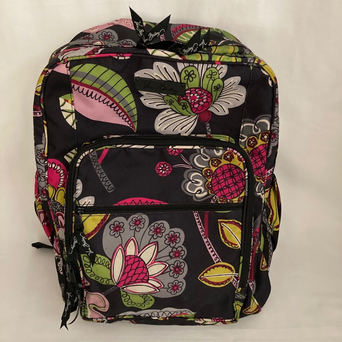 Vera Bradley Moon Blooms Nylon Backpack Black Pink Green  display picture 2