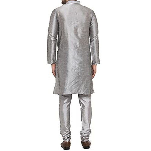 Traditional Plain Full Sleeve Silk Kurta Pajama Regular Fit Party Were For Mens - Picture 25 of 66